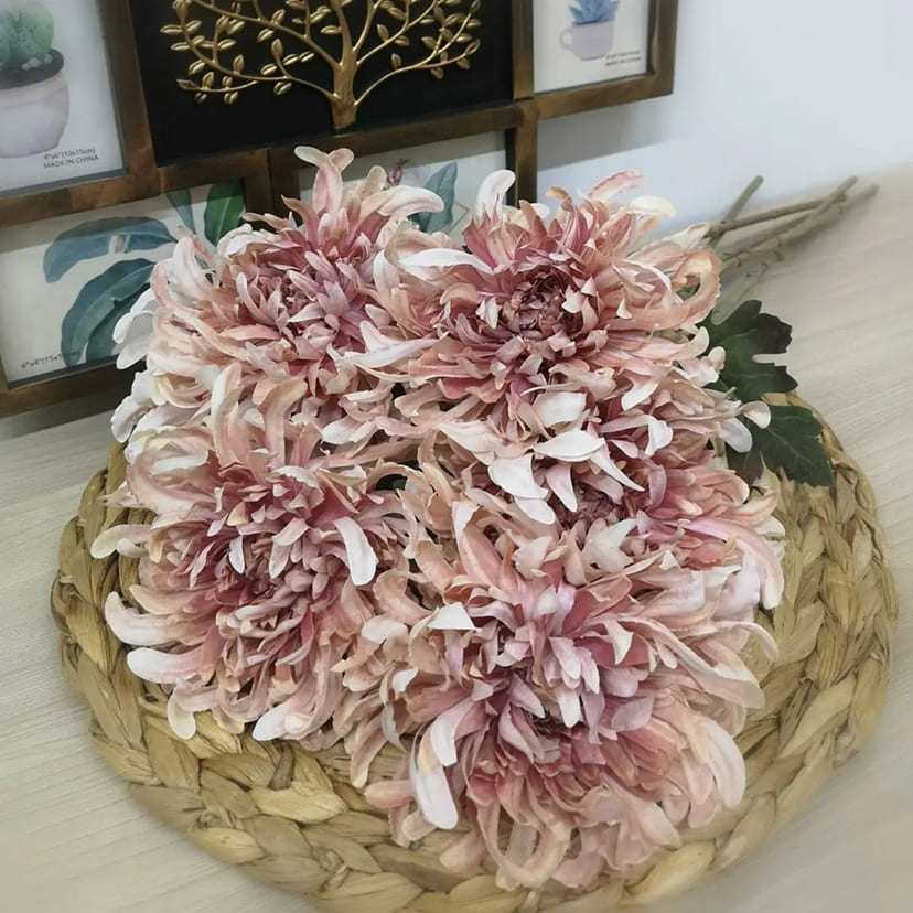 Искусственные цветы в Сочи | Цветок искусственный «Хризантема», персиково-розовая, одиночный
