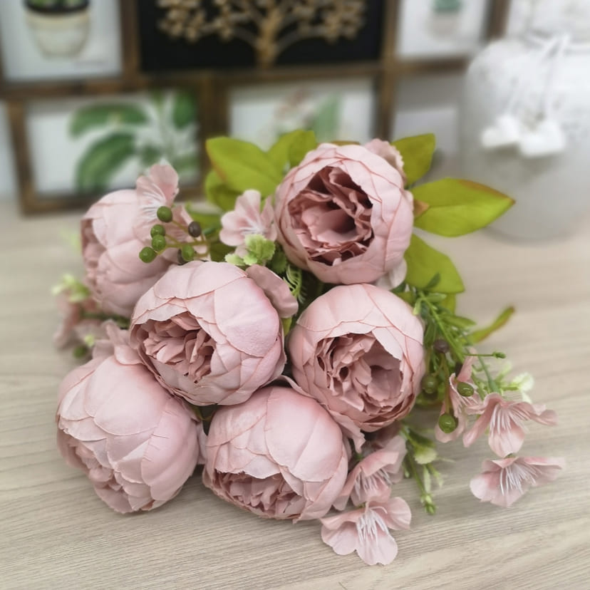 Искусственные цветы в Сочи | Цветы искусственные «Пионы», розовый, винтаж, букет