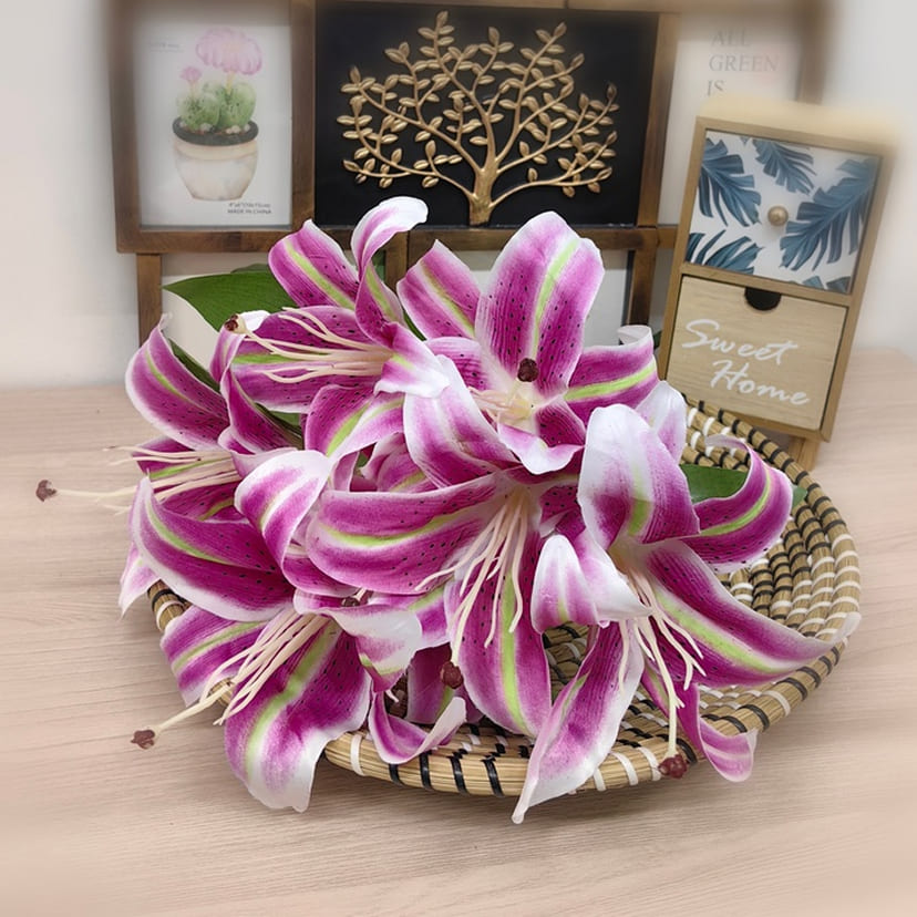Искусственные цветы в Сочи | Цветы искусственные «Лилии крупные», розово-сиреневые, букет