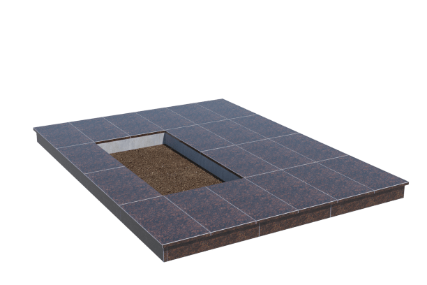 Площадки на могилу в&nbsp;Сочи | Площадка с вертикальной (10 см) облицовкой Дымовским гранитом (под цветник)