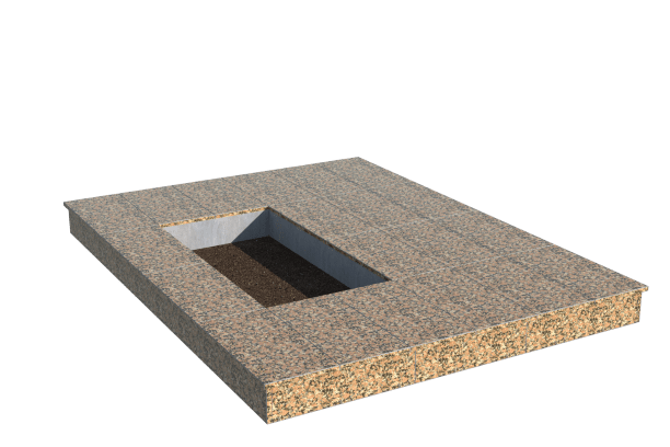 Площадки на могилу в&nbsp;Сочи | Площадка с вертикальной (15 см) облицовкой Южно-султаевским гранитом (под цветник)