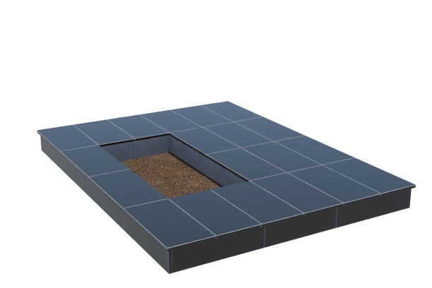 Площадки на могилу в&nbsp;Сочи | Площадка с вертикальной (15 см) облицовкой гранитом Габбро (под цветник)