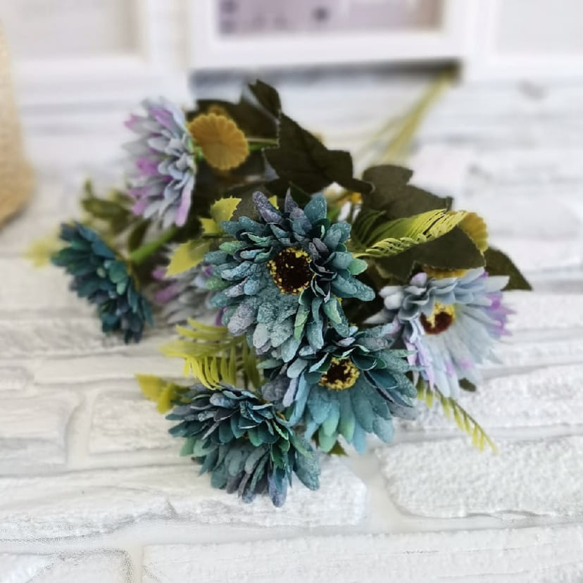 Искусственные цветы в Сочи | Цветы искусственные «Ромашки», фиолетово-голубые, букет