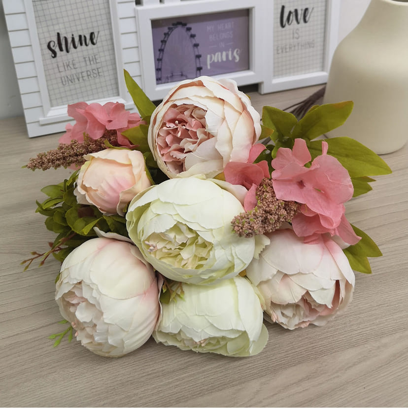 Искусственные цветы в Сочи | Цветы искусственные «Пионы», молочно-розовые, букет