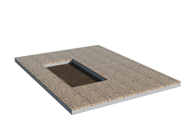 Площадки на могилу в&nbsp;Сочи | Площадка с облицовкой Южно-Султаевским гранитом (под цветник)