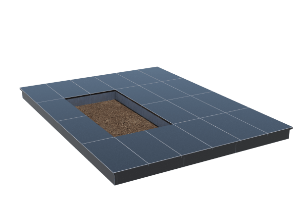 Площадки на могилу в&nbsp;Сочи | Площадка с вертикальной (10 см) облицовкой гранитом Габбро (под цветник)
