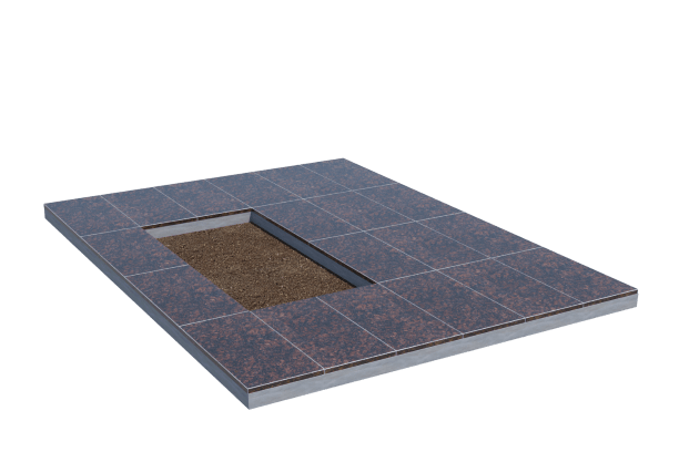 Площадки на могилу в&nbsp;Сочи | Площадка с облицовкой Дымовским гранитом (под цветник)